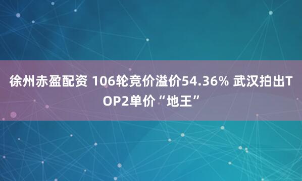 徐州赤盈配资 106轮竞价溢价54.36% 武汉拍出TOP2单价“地王”